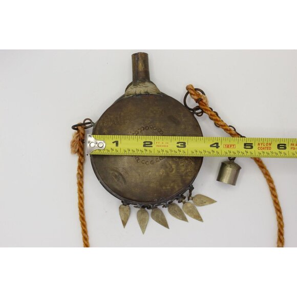 Antique Moroccan Brass Powder Flask: Handcrafted Tribal Decor with Dangles - Picture 9 of 9